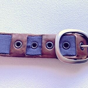 Stefano Corsini Blue Webbing Brown Leather Men's 34”